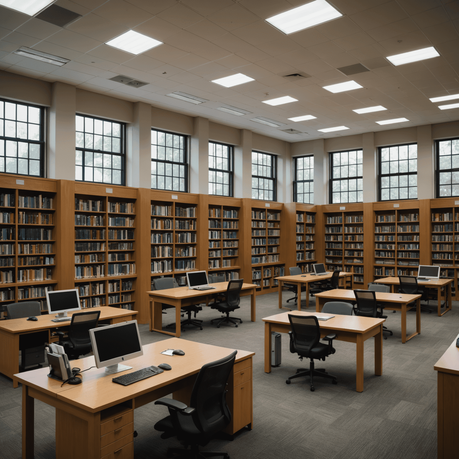 Übersicht der Bibliotheksdienste: Bücherausleihe, Lernbereiche und Computerarbeitsplätze